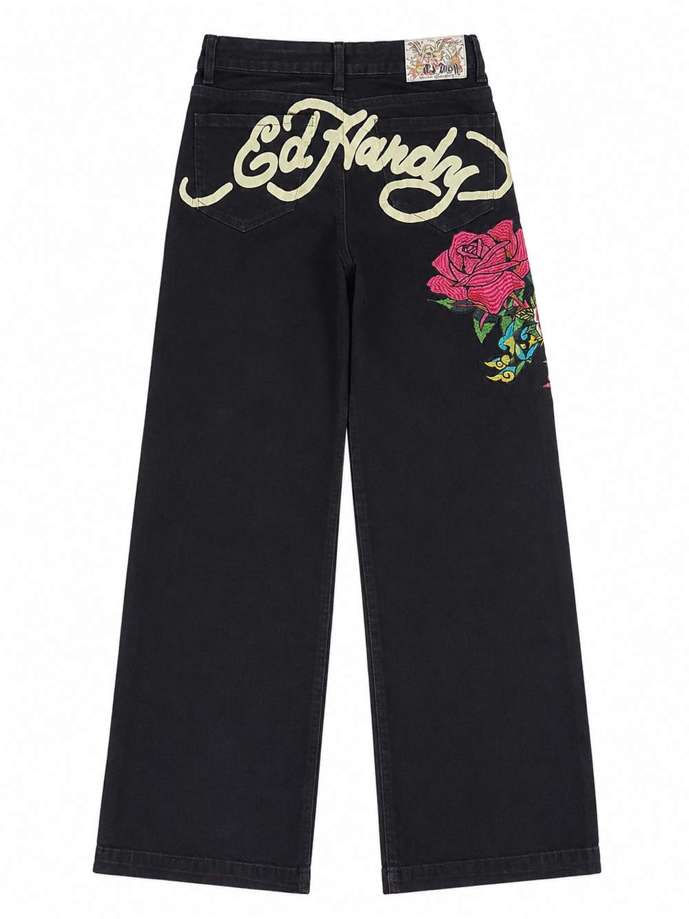 Ed Hardy Black Rose Skull Embroidered Jeans Size 26
